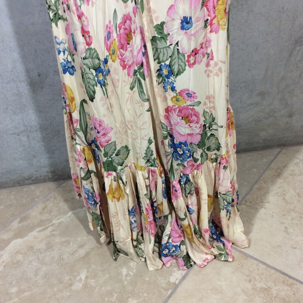 🌸 BOHEMIAN DRESS FLORAL MAXI HILO SWALLOWTAIL BOHO CHIC RUFFLE LONG BUTTON DOWN - Picture 15 of 16